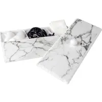 Intirilife cosmetica organizer met 3 vakken en deksel, van kunststof met marmerlook 23.3 x 9.4 x 9.5 cm opbergcontainer