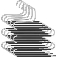 Intirilife 5x s-vormige broekhangers in zilver - ruimtebesparende hangers voor broeken, sjaals, stropdassen, riemen