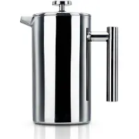 Intirilife franse pers koffiezetapparaat 1l in silver – roestvrij staal franse perssysteem koffiebrouwer
