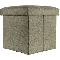 Intirilife opvouwbare kruk 38 x 38 x 38 cm in barnsteen bruin poef stoel met opbergruimte en deksel van stof linnenlook