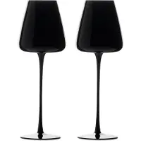 Intirilife 2x wijnglas met modern design in zwart - 500 ml - witte wijn rode wijn glas, kelk, vaatwasmachinebestendig