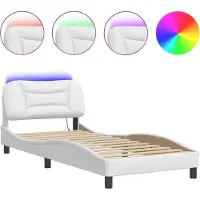 vidaXL Bedframe met LED zonder matras "Hvar" wit 80x200 cm