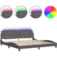 vidaXL Bedframe met LED zonder matras "Zadar" grijs 200x200 cm