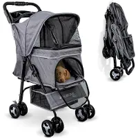 Mobiclinic Zuma Hondenbuggy – Inklapbaar – 360º Wielen – Grijs – Tot 15 kg