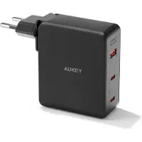 Aukey 3-Port 140W PD Wall Charger with GaN Power Tech, zwart