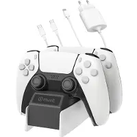 Muvitgame , Spelcomputer 5 Controller Oplaadstandaard met Adapter, Zwart