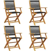 vidaXL Tuinstoelen 4 st inklapbaar massief acaciahout zwart
