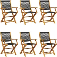 vidaXL Tuinstoelen 6 st inklapbaar massief acaciahout zwart