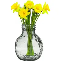 Natural Living Bloemenvaas Lourdes - transparant - gerecycled glas - 25 x 30 cm - Ronde bol vorm vazen