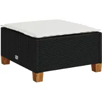vidaXL Tuinkruk met kussen 63,5x56x32 cm poly rattan zwart