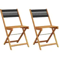 vidaXL Bistrostoelen 2 st massief acaciahout en touw zwart