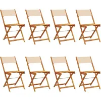 vidaXL Tuinstoelen 8 st inklapbaar stof en massief hout beige