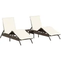vidaXL Ligstoelen 2 st met tafel poly rattan bruin