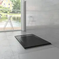 Sanexo Douchebak Mat Zwart Natuursteen Look Daisy Rechthoek 140X80 Polystone (Exclusief Sifon)