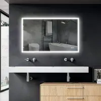 Sanexo Badkamerspiegel - Starlight - Rechthoek - 100x60cm - Spiegelverwarming - 3-standen Dimbare LED Verlichting - Touch Sensor
