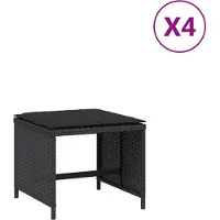 vidaXL Tuinkrukken 4 st met kussens 40x40x35 cm poly rattan zwart