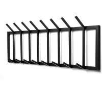 TOJ 16 Haaks Wandkapstok – 90cm - Muur / Wand Kapstok - Handdoekrek - Industrieel - RVS - Mat Zwart
