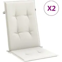 vidaXL Stoelkussens 2 st hoge rug 120x50x4 cm stof gemêleerd crème