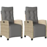 vidaXL Tuinstoelen 2 st verstelbaar voetensteun poly rattan beige mix