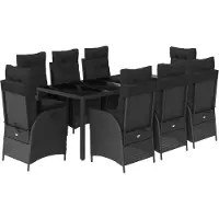 vidaXL 9-delige Tuinset poly rattan zwart