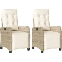 vidaXL Tuinstoelen 2 st verstelbaar met voetensteun poly rattan beige