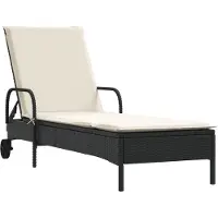 vidaXL Ligbed met wielen en kussen poly rattan zwart
