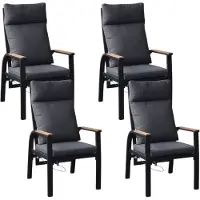 LUX outdoor living Annecy dining tuinstoel set van 4 | aluminium + teakhout | antraciet 1 persoon