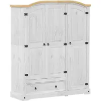 vidaXL Kledingkast Corona wit 151,5x52x186 cm massief grenenhout