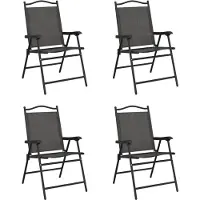 vidaXL Tuinstoelen 4 st inklapbaar staal en textileen gemêleerd grijs