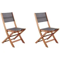 Bigbuy Set van 2 Acacia Grijze Tuinstoelen