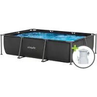 VirtuFit Rechthoekig Zwembad - 300 x 210 x 66 cm - Antraciet - Inclusief Filterpomp