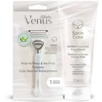 Gillette Venus set - scheermes + 1 scheermesje + Satin Care exfoliant 177 ml (voor huid en schaamhaar) female