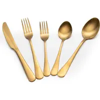 Intirilife bestekset 20-delig goud - hoogglans gepolijst roestvrij staal, modern 4-persoons bestek met mes, vork, lepel, vaatwasmachinebestendig bestek