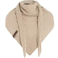 Knit Factory Vera Omslagdoek - Driehoek Sjaal Dames - Zomersjaal - Katoenen sjaal - Luchtige Sjaal voor de lente, zomer en herfst - Stola - Ecru/Dark Beige - 190x65 cm
