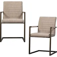 Woood Bas Eetkamerstoelen - Geweven Stof - Zand Melange - Set van 2