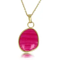 My Bendel - Goudkleurige Ketting met Creatieve Rose Stripe Agate Hanger - Goudkleurige Ketting met Rose Stripe Agate Hanger - met Luxe Cadeauverpakking | Sieraden Voor Dames