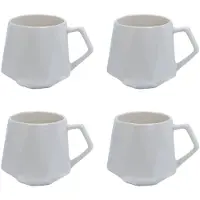 Intirilife 4x koffiekopje met fijne afwerking in het wit, inhoud van 350 ml - 13 x 10.5 x 9.2 cm - theekopje mok
