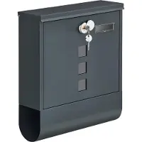 Songmics Brievenbus, wandbrievenbus, brievenbus, koperen slotcilinder met draaikap, naamplaatje, krantenhouder, eenvoudig te installeren, 10 x 30,8 x 33,8 cm - Antracietgrijs - GMB20AG