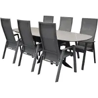 AVH-Collectie San Francisco Nancy dining tuinset 240x100xH76 cm 7 delig verstelbaar keramiek