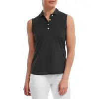 Footjoy Mouwloze Dames Polo Mesch Back Lisle Zwart