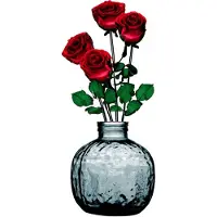 Natural Living Bloemenvaas Lourdes - blauw transparant - gerecycled glas - D25 x H30 cm - Ronde vorm - Vazen