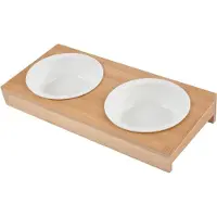 Lola Toys Keramische hondenbak, Ø 12 cm, met bamboe standaard