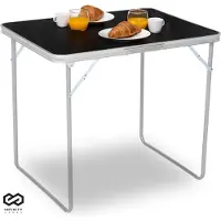 Infinity Goods Campingtafel - Inklapbaar - Tuintafel - 80x60x70 cm - Buiten/Binnen - Draaghandvat - Compact - Aluminium - Zwart