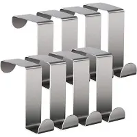 TOJ Deurhaken Set van 8 Stuks - Keukenkast / Deur Kapstokhaken - Ophanghaken - Deurkapstok - 5KG Belastbaar - RVS - Zilver