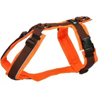 AnnyX Hondentuig - Reflecterend Y-tuig - Bruin/Neonoranje - maat L - Borstomvang 70-86cm - Gewicht hond 26-38 kg