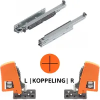 Blum Movento S ladegeleider - 250mm - Soft-close - 40KG - Inclusief koppelingen