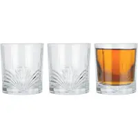 Excellent houseware Drinkglazen Palm Springs - 3x - helder transparant - glas - 230 ml - met glas decoraties