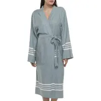 Lalay - hamam badjas Krem Sultan - almond green - L - dames heren badjas - sauna badjas - dunne badjas - 100% gekamd katoen