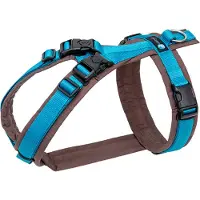 AnnyX Hondentuig - OPEN - Hoeft niet over de kop – Turquoise/Bruin - maat XXS - Borstomvang 36-42cm - alleen geschikt voor een heel klein hondje