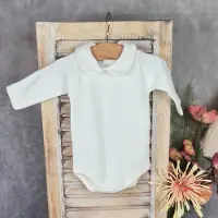 Babidu Romper/Body | Creme | Lange mouw | Gehaakt Randje langs kraag | 1190| 18 maanden| maat 86